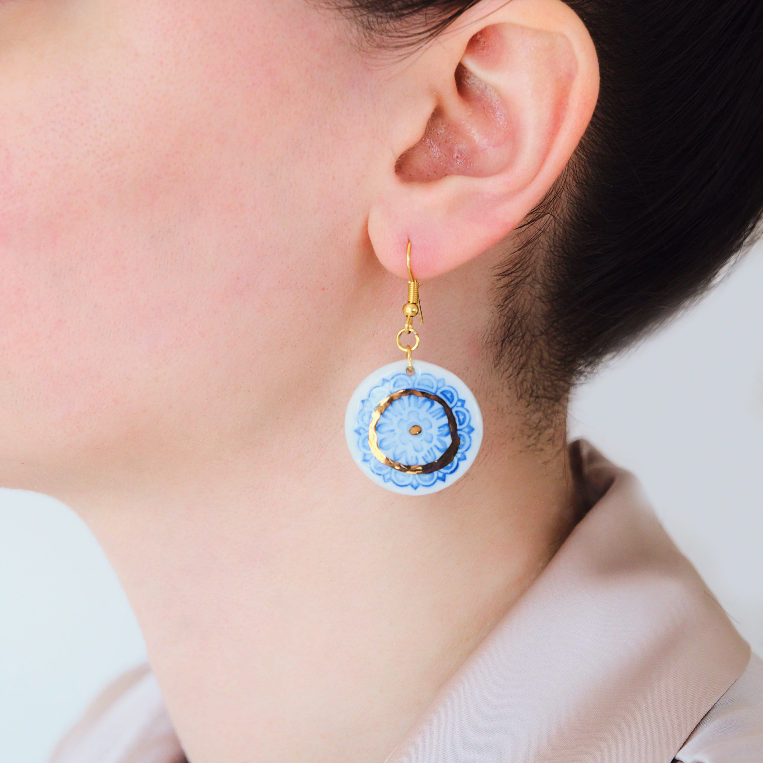 Astra Circle Charm Dangle Earrings