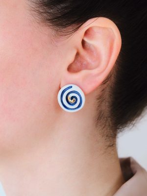 Indigo Helix Ceramic Stud Earrings