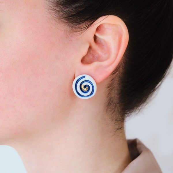 Indigo Helix Ceramic Stud Earrings